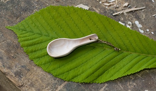 carved mini wooden spoon